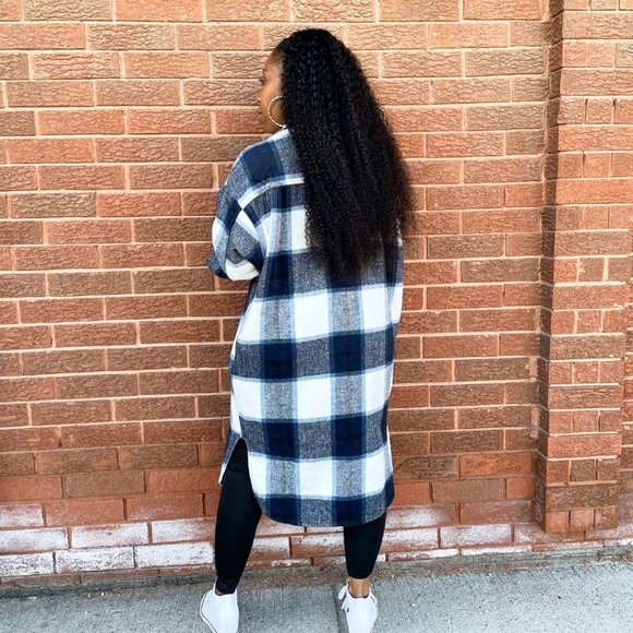 🎊 (NWT) Oversize Longline Flannel Plaid Shacket - Picture 8 of 13